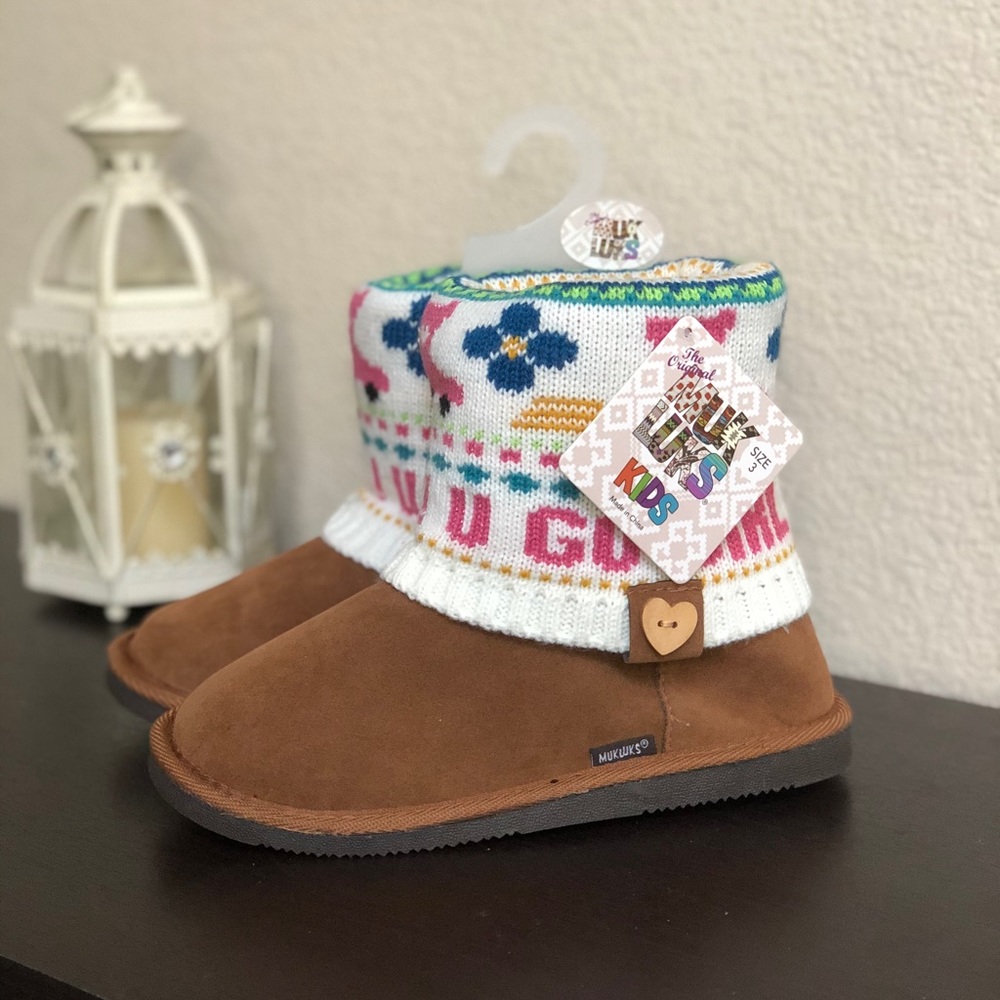 NWT! MUK LUKS Pink Patti Girls' Ankle Boots size 3